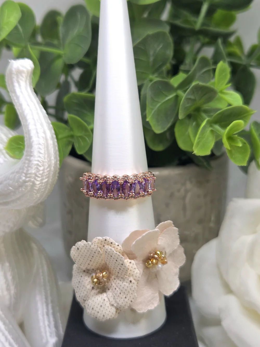 BP Rose Gold Ring with Amethyst Oval Stones